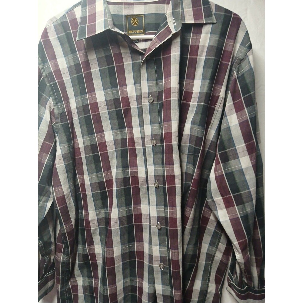 F/X Fusion Shirt Men's Size XL Multicolored Plaid Button Down Long Sleeve